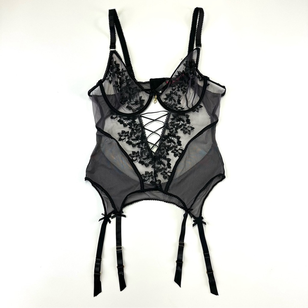 Seven til Midnight sheer bodysuit 3X 4x Curvy girl lace mesh garter belt Sexy